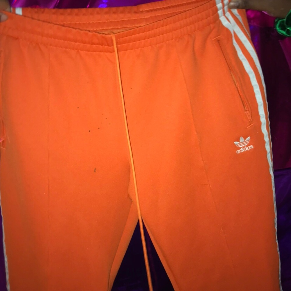 Orange adidas joggers